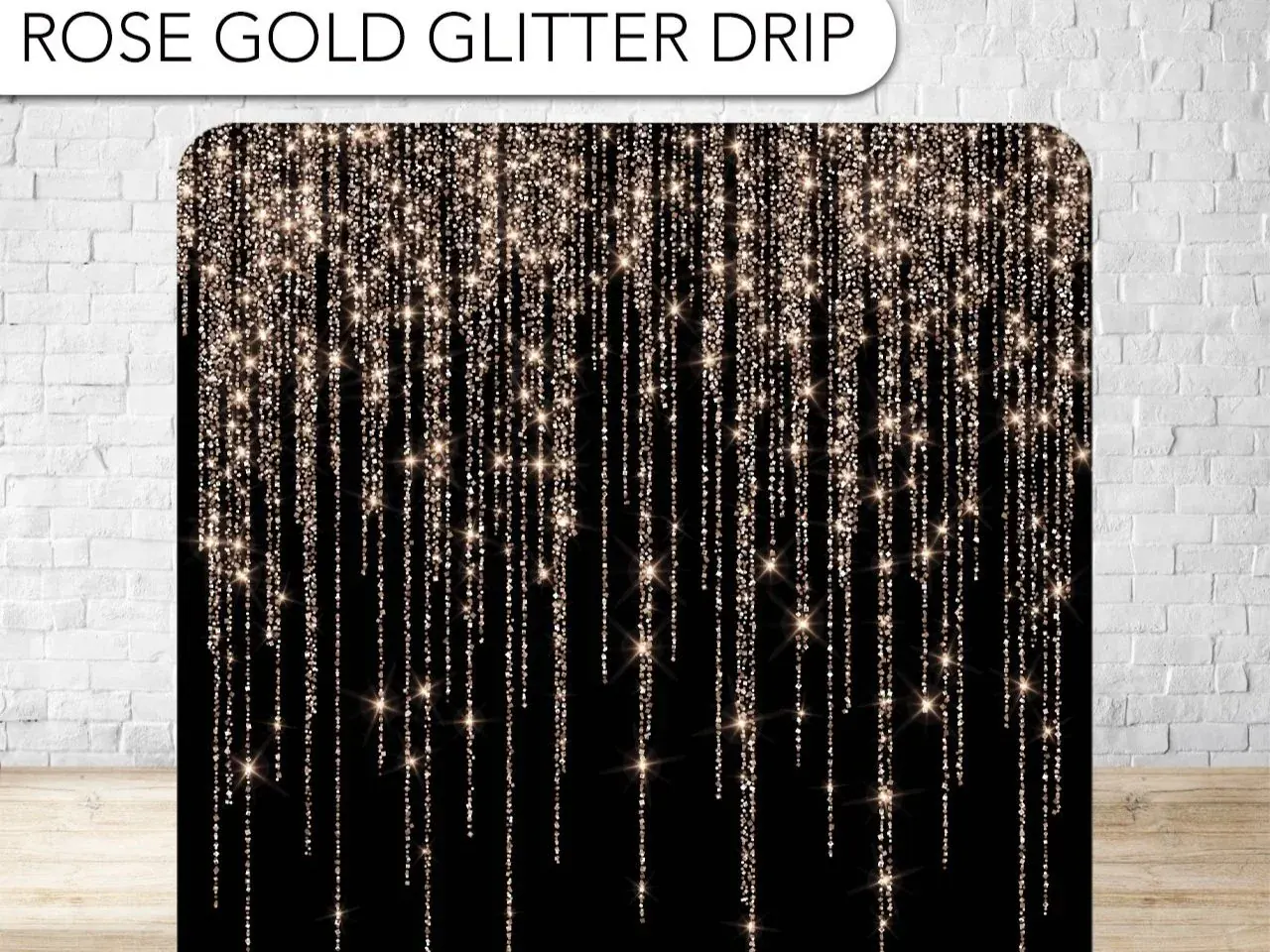 Rose Gold Glitter Drip photo booth backdrop
